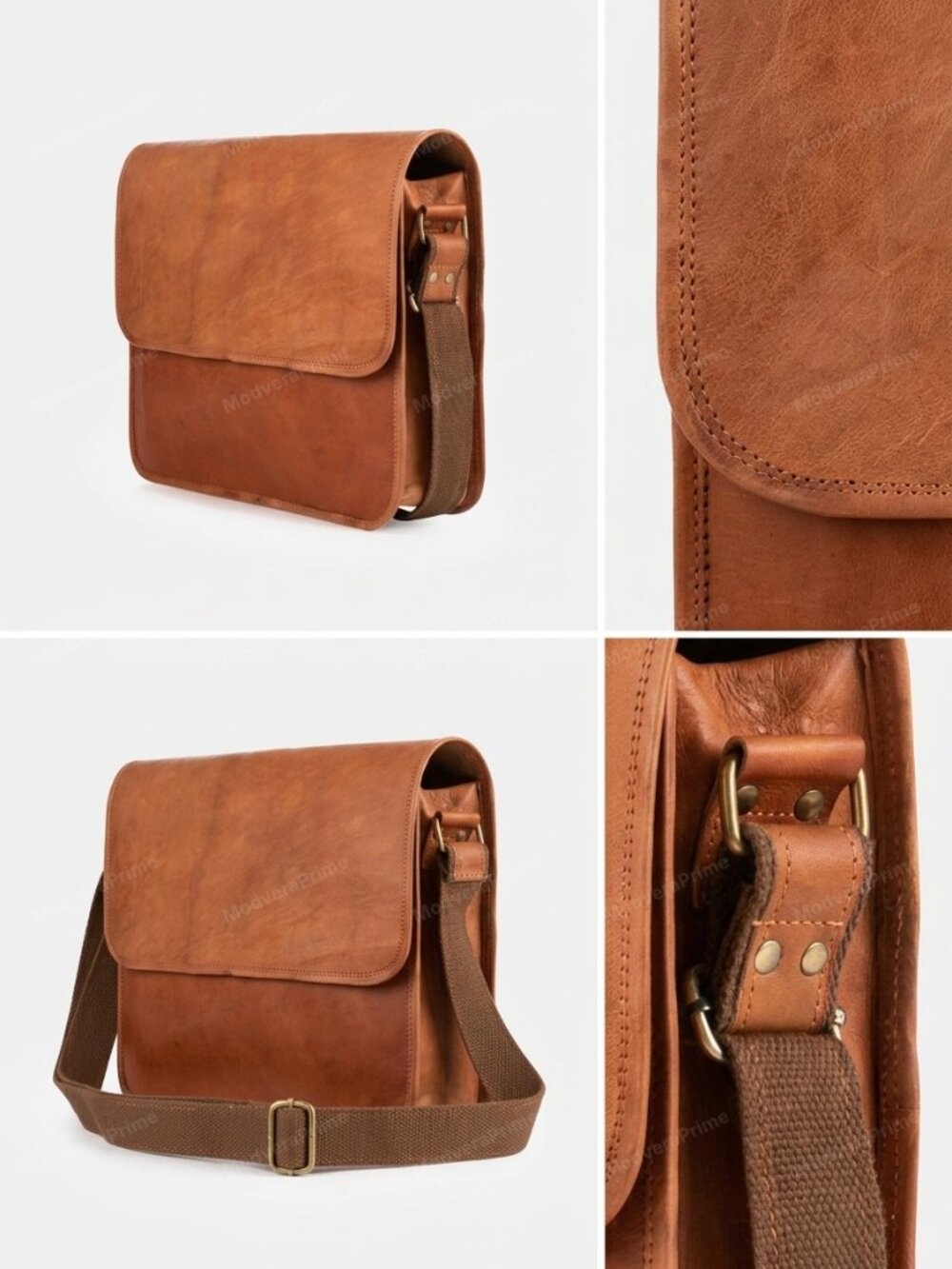 Berliner Ghent Leather Crossbody Messenger Bag, Fits Laptops - Picture 6 of 9